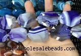 CAA2771 25*32mm - 27*35mm faceted freeform line agate beads