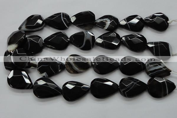 CAA278 15.5 inches 23*30mm faceted teardrop black line agate beads
