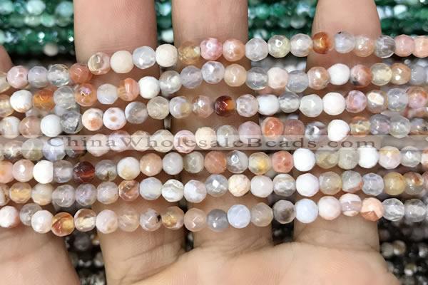 CAA2811 15 inches 4mm faceted round fire crackle agate beads wholesale