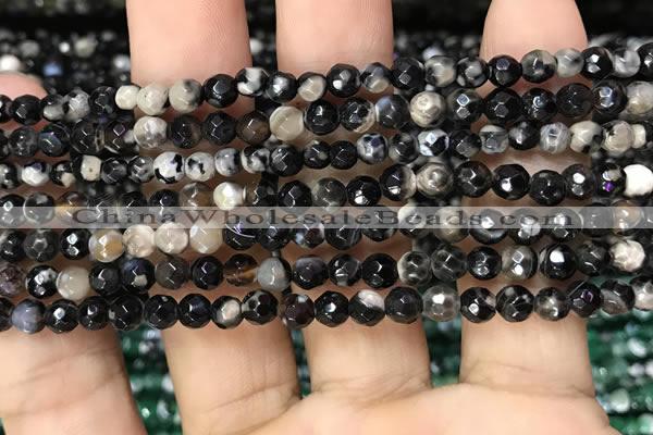 CAA2813 15 inches 4mm faceted round fire crackle agate beads wholesale