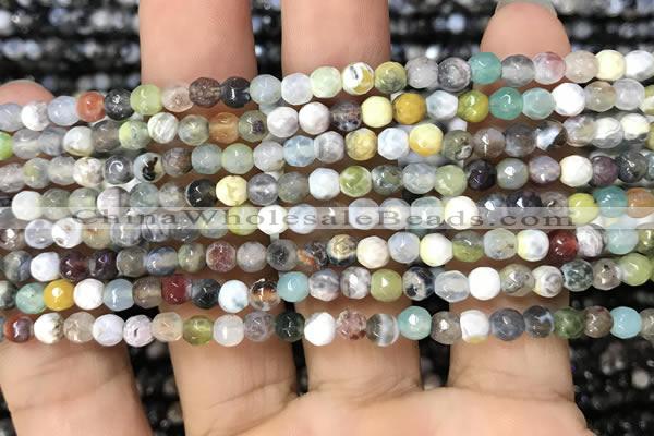 CAA2814 15 inches 4mm faceted round fire crackle agate beads wholesale