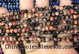 CAA2820 15 inches 4mm faceted round fire crackle agate beads wholesale