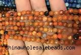 CAA2829 15 inches 4mm faceted round fire crackle agate beads wholesale