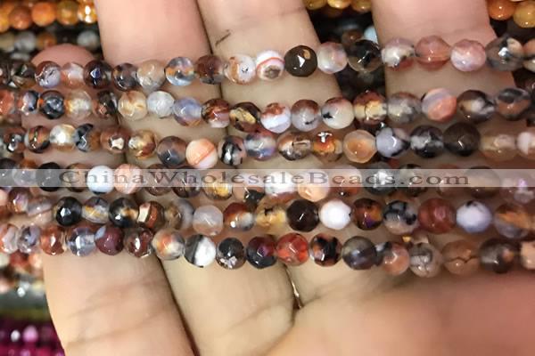 CAA2830 15 inches 4mm faceted round fire crackle agate beads wholesale