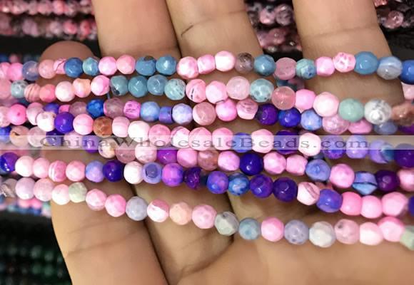 CAA2837 15 inches 4mm faceted round fire crackle agate beads wholesale