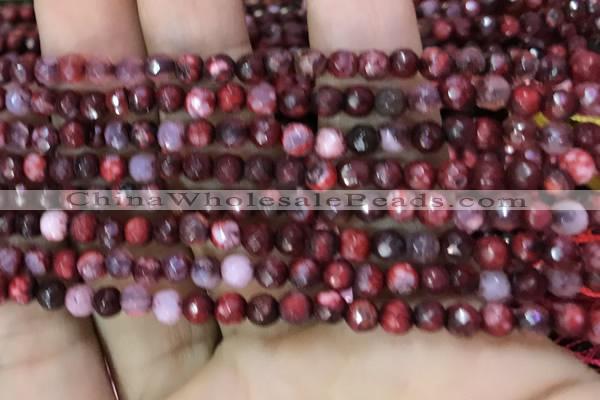 CAA2839 15 inches 4mm faceted round fire crackle agate beads wholesale