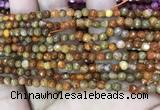 CAA2841 15 inches 4mm faceted round fire crackle agate beads wholesale