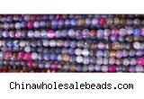 CAA2885 15 inches 6mm faceted round fire crackle agate beads wholesale