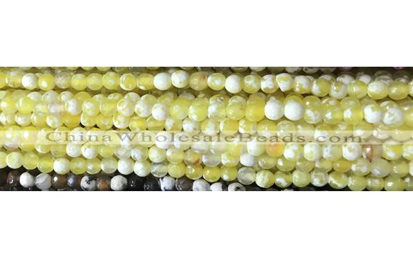 CAA2893 15 inches 6mm faceted round fire crackle agate beads wholesale