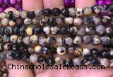 CAA2898 15 inches 6mm faceted round fire crackle agate beads wholesale