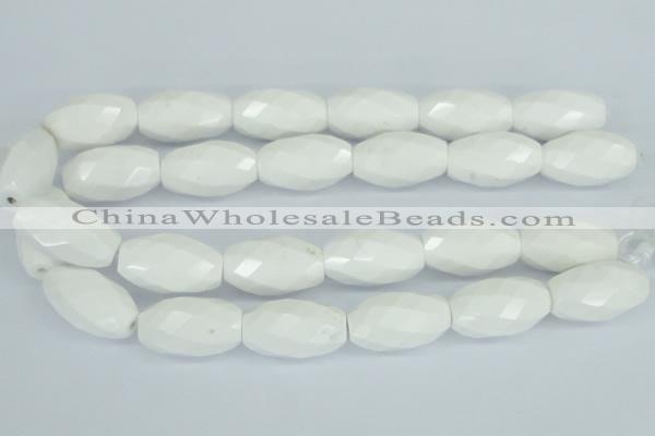 CAA29 15.5 inches 18*30mm faceted rice white agate gemstone beads