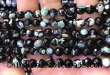 CAA2904 15 inches 6mm faceted round fire crackle agate beads wholesale