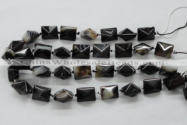 CAA291 15.5 inches 16*16*20mm black line agate gemstone beads