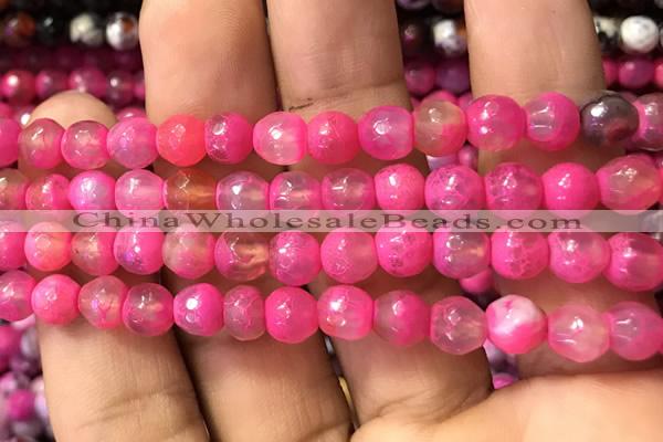 CAA2912 15 inches 6mm faceted round fire crackle agate beads wholesale