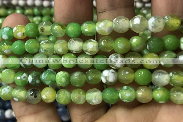 CAA2917 15 inches 6mm faceted round fire crackle agate beads wholesale