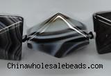 CAA292 15.5 inches 20*20*30mm black line agate gemstone beads