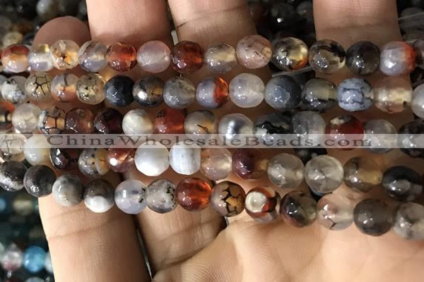 CAA2925 15 inches 6mm faceted round fire crackle agate beads wholesale