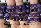 CAA2929 15 inches 6mm faceted round fire crackle agate beads wholesale