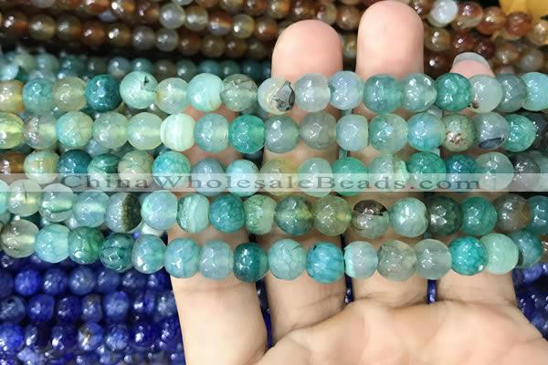 CAA2965 15 inches 8mm faceted round fire crackle agate beads wholesale