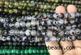 CAA2969 15 inches 8mm faceted round fire crackle agate beads wholesale