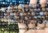 CAA2970 15 inches 8mm faceted round fire crackle agate beads wholesale