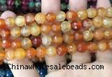 CAA2971 15 inches 8mm faceted round fire crackle agate beads wholesale