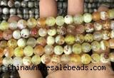 CAA2983 15 inches 8mm faceted round fire crackle agate beads wholesale