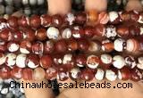 CAA2990 15 inches 8mm faceted round fire crackle agate beads wholesale