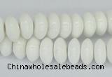 CAA30 15.5 inches 6*12mm rondelle white agate gemstone beads