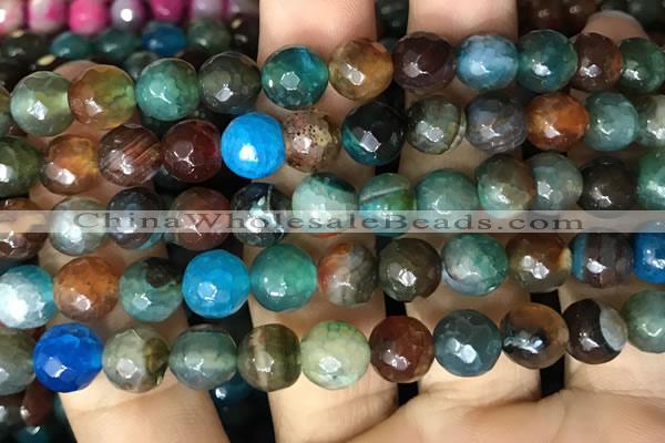 CAA3002 15 inches 8mm faceted round fire crackle agate beads wholesale