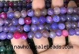 CAA3003 15 inches 8mm faceted round fire crackle agate beads wholesale