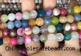 CAA3004 15 inches 8mm faceted round fire crackle agate beads wholesale