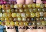 CAA3006 15 inches 8mm faceted round fire crackle agate beads wholesale