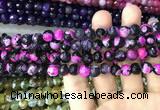 CAA3017 15 inches 8mm faceted round fire crackle agate beads wholesale