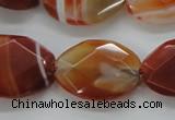 CAA303 15.5 inches 18*25mm faceted oval red line agate beads