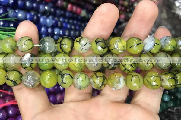CAA3044 15 inches 10mm faceted round fire crackle agate beads wholesale