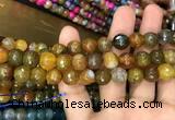 CAA3053 15 inches 10mm faceted round fire crackle agate beads wholesale