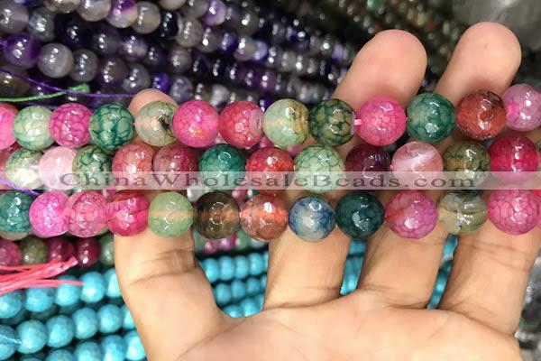 CAA3055 15 inches 10mm faceted round fire crackle agate beads wholesale