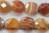 CAA306 15.5 inches 18mm faceted coin red line agate beads