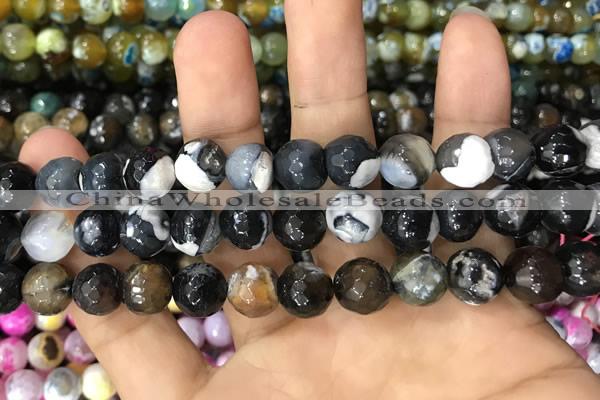 CAA3063 15 inches 10mm faceted round fire crackle agate beads wholesale