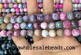 CAA3065 15 inches 10mm faceted round fire crackle agate beads wholesale