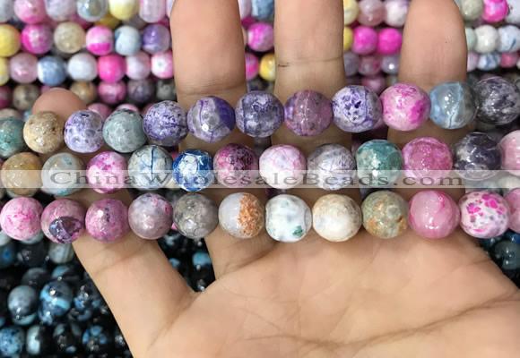 CAA3065 15 inches 10mm faceted round fire crackle agate beads wholesale