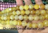 CAA3067 15 inches 10mm faceted round fire crackle agate beads wholesale