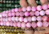 CAA3068 15 inches 10mm faceted round fire crackle agate beads wholesale