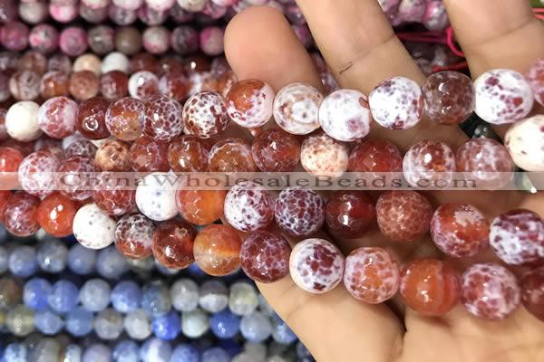 CAA3074 15 inches 10mm faceted round fire crackle agate beads wholesale