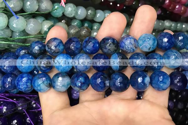 CAA3133 15 inches 12mm faceted round fire crackle agate beads wholesale