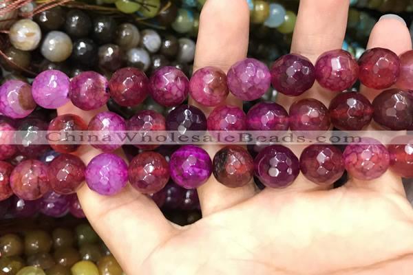 CAA3137 15 inches 12mm faceted round fire crackle agate beads wholesale