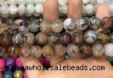 CAA3148 15 inches 12mm faceted round fire crackle agate beads wholesale