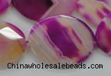 CAA315 15.5 inches 20*26mm faceted oval fuchsia line agate beads