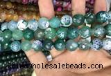 CAA3155 15 inches 12mm faceted round fire crackle agate beads wholesale